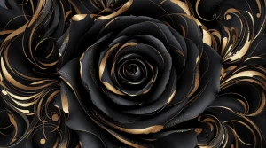 Artistic swirls of dark roses with metallic accents, creating a modern and bold dark rose wallpaper, ultra-HD clarity