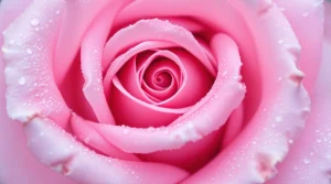 A close-up of a pink rose with soft, dewy petals, perfect for an elegant pink rose wallpaper, ultra-HD