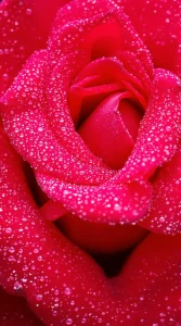 A close-up of rose petals covered with glistening dewdrops, ideal for a fresh and detailed rose wallpaper, 4K resolution