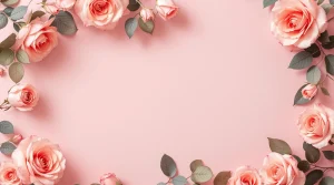 A frame of rose gold roses surrounding a soft pastel background, perfect for an elegant rose gold wallpaper, 4K crisp