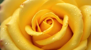 Golden yellow rose petals with water droplets shimmering in the light, ideal for a fresh yellow rose in rain wallpaper, ultra-HD