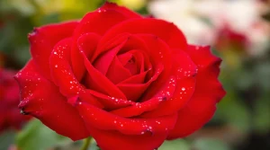 A close-up of a vibrant red rose with intricate petal details, perfect for a classic red rose wallpaper, 4K clarity